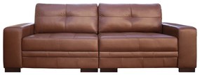 Sofá Milano 02 Lugares Couro Conhaque A110 170 cm Pés de Madeira S03 - D'Rossi