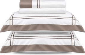 Jogo de Cama Literie Cetim 300 Fios Savoye Branco e Fendi - Casal  Casal