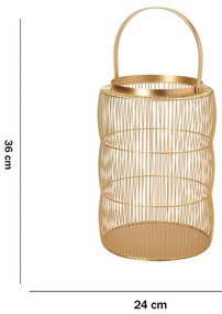 Lanterna Decorativa Em Metal Dourado 36x24 Cm - D'Rossi
