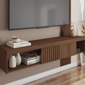 Painel TV 55 Pol 150cm Bancada Suspensa Ripado Luana C01 - D'Rossi - Fendi/Havana