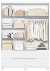 Guarda Roupa Solteiro 160cm 4 Portas Doble Branco - Albatroz