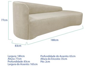 Kit Sofá Curvo França 180cm LD. e 2 Poltronas Luiza Max Conforto, Elegância e Design Moderno Linho