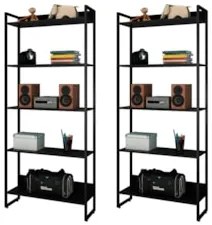 Kit 2 Estantes Livreiro Studio Industrial Z28 Preto - Mpozenato