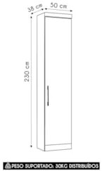 Guarda Roupa Modulado Sapateira 50cm Delphi Avelã/Grey L01 - Mpozenato