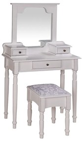 Mini Penteadeira com Pés Torneados e Banqueta - Wood Prime MY 907409