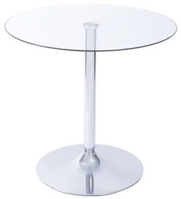 Mesa Coffee Base Disco Cromado com Tampo de Vidro Temperado 80cm - 50616 Sun House