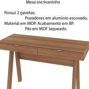 Mesa Escrivaninha para Escritório Home Office ME4128 MDP Amendoa G69 - Gran Belo