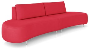 Sofá Bipartido Sala de Estar Jamaica 280cm Curvo Pés Alumínio Veludo Vermelho G52 - Gran Belo