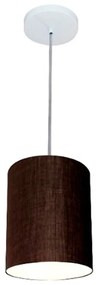 Lustre Pendente Cilíndrico Md-4012 Cúpula em Tecido 18x25cm Café - Bivolt