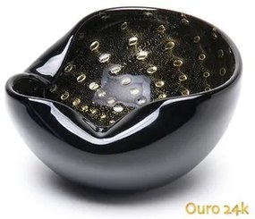 Bowl 2 Tela Preto Com Ouro Murano Cristais Cadoro BOWL 2 TELA PRT C/OURO-LV