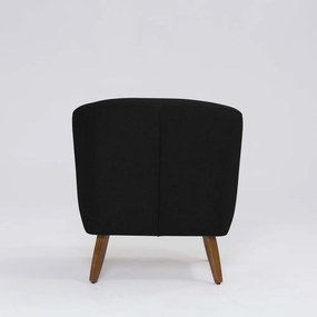 Poltrona Decorativa Milão D07 Pés Madeira Linho Preto - D'Rossi