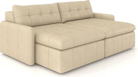 Sofá Retrátil Bipartido Sala de Estar Belém 204cm Couro Bege G52 - Gran Belo