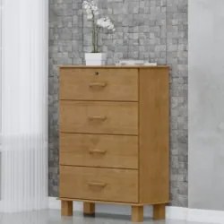 Cômoda Para Quarto 79cm 4 Gavetas Pé Madeira Renzo Freijó F07 - Mpozen