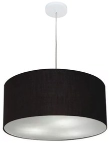 Lustre Pendente Cilíndrico Md-4100 Cúpula em Tecido 50x25cm Preto - Bivolt
