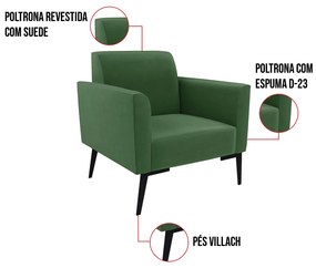 Poltrona Pés Villach Marisa Suede - Verde