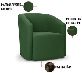 Poltrona Decorativa Base Giratória Stella Max Suede D03 - D'Rossi - Verde