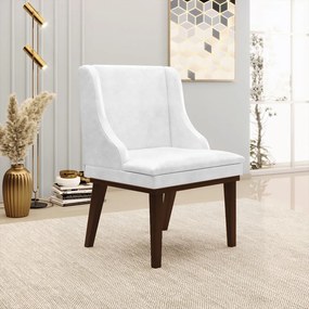 Kit 10 Cadeiras de Jantar Liz Corano Branco Base Fixa Madeira D03 - D'Rossi Tabaco