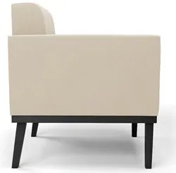 Sofá Namoradeira e 1 Poltrona Base Madeira Preto Ana Suede Bege - Ibiz