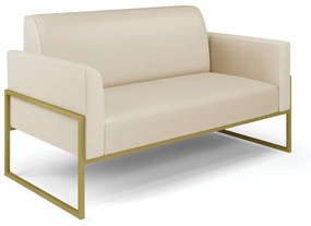 Sofá Namoradeira Base Industrial Alta Dourado Marisa Corino D03 - D'Rossi - Bege