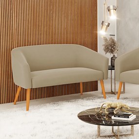 Namoradeira 02 Lugares Stella Suede Pés Palito Castanho - D'Rossi - Marrom Rato