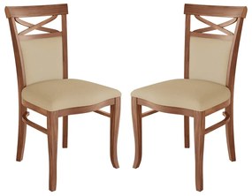 Kit 2 Cadeiras Decorativas Sala de Jantar Minos Madeira Maciça com Puxador Poliéster Creme G42 - Gran Belo