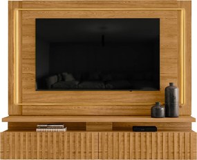 Painel TV 75 Pol 216cm Bancada Suspensa Ripado Lurian Cumaru M20 - D'Rossi
