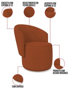 Sofá Namoradeira e Poltrona Orgânica para Sala Malu Bouclê M11 - D'Rossi - Terra