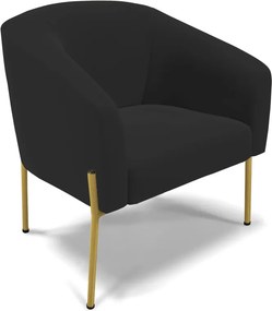Cadeira Sala de Jantar Pé de Ferro Dourado Stella Veludo D03 - D'Rossi - Preto
