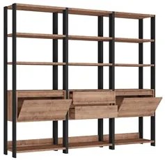Estante Livreiro 2 Portas 2 Gavetas Estilo Industrial Chess F04 Preto/