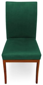 Conjunto 4 Cadeiras Raquel para Sala de Jantar Base de Eucalipto Suede Verde Bandeira