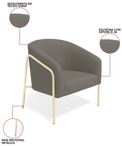 Poltrona Sala Industrial Alta Champanhe Kit 2 Stella Suede D03 - D'Rossi - Grafite