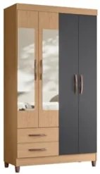 Guarda Roupa Solteiro 103cm com Espelho Dony A02 Freijó/Titanium - Mpo