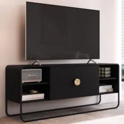 Rack Bancada Tv 65 Pol 150cm 2 Portas Mario Nero/Preto A10  - Mpozenat