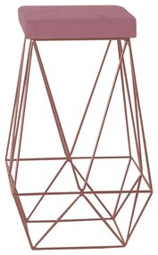 Banqueta Decorativa Kathy Base Bronze Veludo Rosê G41 - Gran Belo