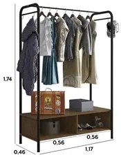 Guarda Roupa Casal Closet Milão Preto/Demolição - Artefamol