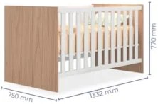 Berço Americano Mini Cama Doce Sonho Carvalho/Branco - Qmovi