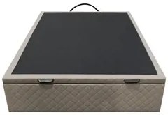 Base Box Baú para Cama Viúva 128x188cm Liz S05 Suede Bordado Bege - Mp