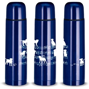 Garrafa Térmica 500ml Cachorro Musical Cromado Água Café Chá - Azul