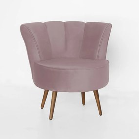 Poltrona Pérola Decorativa Pés Palito Veludo Crepe