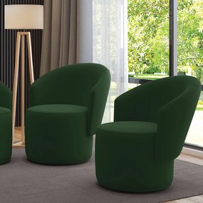 Poltrona Decorativa Orgânica Fixa para Sala Kit 2 Malu Veludo Verde M11 - D'Rossi