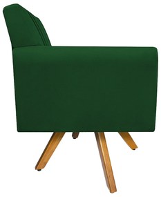 Poltrona Laura Base Giratória de Madeira Suede Verde - ADJ Decor