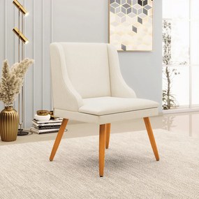 Kit 6 Cadeiras Decorativas Sala de Jantar Pés Palito de Madeira Firenze Linho Bege/Natural G19 - Gran Belo