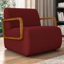 Poltrona Decorativa Orgânica para Sala Kit 2 Belarus Z08 Veludo Vermel