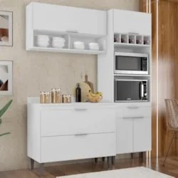 Armário de Cozinha Com Tampo CP02 160cm Pérola Branco Z34     - Mpozen