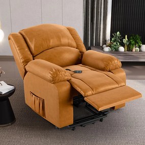 Poltrona do Papai Reclinável Sala de Cinema Madrid Elevação Lift Elétrico PU Whisky G23 - Gran Belo