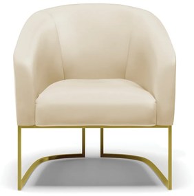 Poltrona Decorativa Industrial Dourada Stella Sintético D03 - D'Rossi - Bege