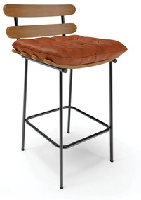 Banqueta Costela Corano Base Metálica Preto - D'Rossi - Nozes