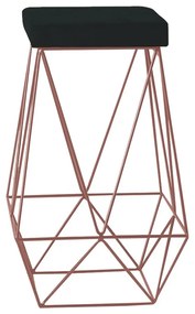 Banqueta Decorativa Kathy Base Bronze Veludo Preto G41 - Gran Belo