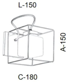 Arandela Aramado Vidro Quadrado 12X17X15Cm Metal E Cubo 01Xg9 |Old Art... (COBRE FOSCO, FOSCO (BRANCO))