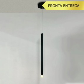 Pendente Tubo Ø2,9X50Cm Ponteira Acrílico 1Xled 5W - Qimporta Pd2316 (PRETO, 110v)